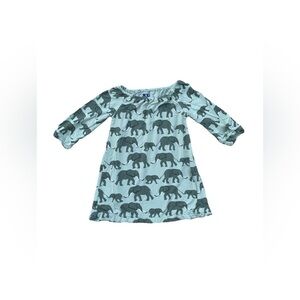 Kickee Pants Size 6-12 Months Aloe Elephants Peasant Dress